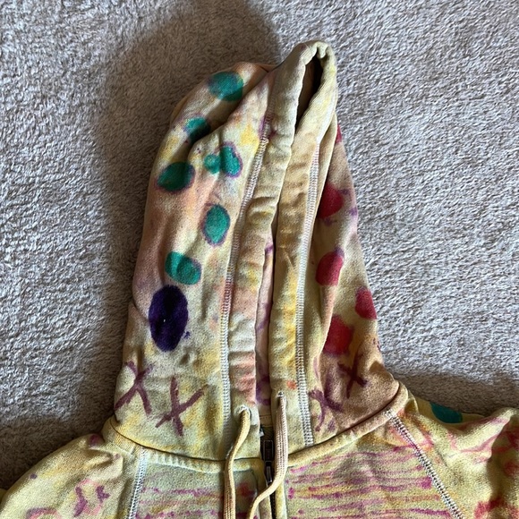 Artsy unique hand painted Cotton hoodie size S - Picture 4 of 7